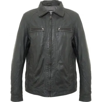 Pánská větrovka MAX Pánská kožená bunda 8051 Leny grey