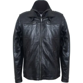 Pánská větrovka MAX Pánská kožená bunda 4065 černá
