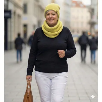 Čepice Dámský pletený set žlutý