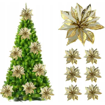 Vánoční dekorace Sada VÁNOČNÍ HVĚZDA VÁNOČNÍ HVĚZDA motivem vánoční DEKORACE 6 Ks