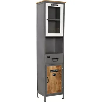 Koupelnový nábytek Masivní koupelňová skříňka Pinetown z mangového dřeva a kovu, lakovaná, vícebarevná – 45×35×185 cm