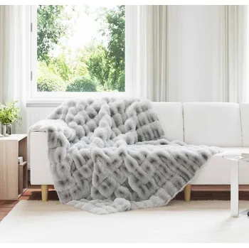 Faux deštníky králičí kožešiny Šedá 150 x 220 cm Polyester