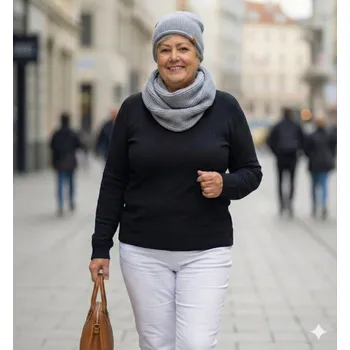 Čepice Dámský pletený set graffiti šedý