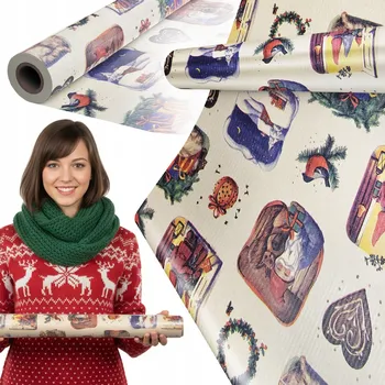 Balící papír DÁRKOVÝ BALICÍ PAPÍR 20 M MEGAROLE VÁNOČNÍ NA BALÍČKY OZDOBNÝ