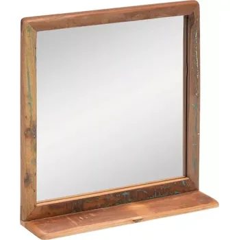 Zrcadlo Masivní koupelnové zrcadlo Kalkata z recyklovaného dřeva, lakované, vícebarevné – 70×70 cm