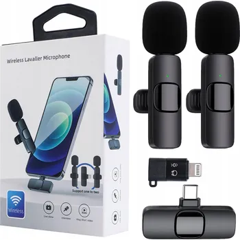 Mikrofon 2x BEZDRÁTOVÝ KLOPNÝ MIKROFON + USB-C PŘIJÍMAČ