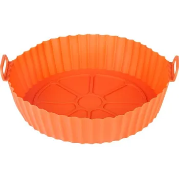 Forma na pečení MagicHome Silikonová forma na pečení do horkovzdušné fritézy 20,5 x 20,5 x 6,5 cm oranžová