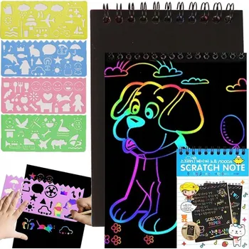 Sešit Vyškrabávací omalovánka notes 14x10 stylus sešit blok sada