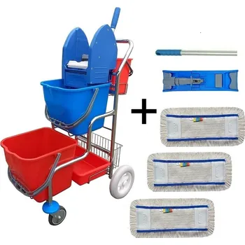 Úklidový vozík uklidshop Úklidový vozík DUO PRAKTIK III + FLIPPER Mop sestava s 3mi návleky 40cm