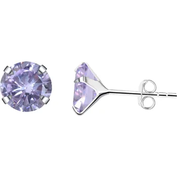 Náušnice Olivie Stříbrné náušnice FIALOVÉ 9975 Průměr: 6mm Ag 925; ≤0,3 g.