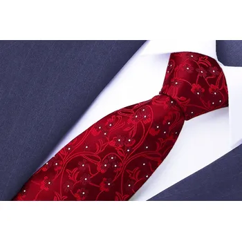 Kravata ELEGANTNÍ PÁNSKÁ KRAVATA SE VZOREM KVĚTIN Žakárová, Šířka 7 cm, Bordó GREG g85