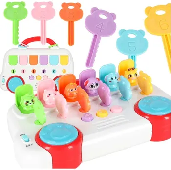 Hračka pro nejmenší Hudební edukační autobus s klíčky a vyskakovacími zvířátky