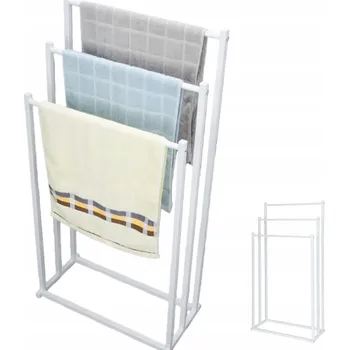 Věšák LOFTOVÝ KOVOVÝ STOJAN VĚŠÁK VOLNĚ STOJÍCÍ NA RUČNÍKY BÍLÝ VELKÝ