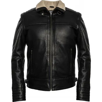 Pánská větrovka MAX Pánská kožená bunda 25201 černá