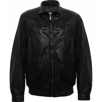 Pánská větrovka MAX Pánská kožená bunda BADAR černá