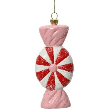 Vánoční ozdoba Plastová ozdoba - bonbon, zeleno-růžová