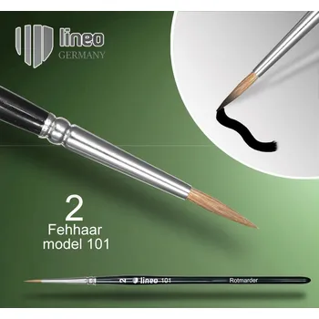 Umělecký štětec Štětec LINEO řada 101 KULATÝ přírodní Červená KUNA vlas č.2 vhodný pro akvarelové barvy a na vodní barvy