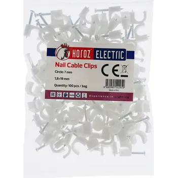elektrický kabel HOROZ Kabelová příchytka kulatý typu FLOP průměr 7mm bílá [balení 100 ks]