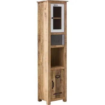 Koupelnový nábytek Masivní koupelnová vysoká skříňka Pune z mangového dřeva, lakovaná, vícebarevná – 43×35×180 cm