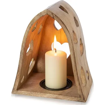 Svícen Svícen SRDCE vánoční dřevěný na stůl Vánoce