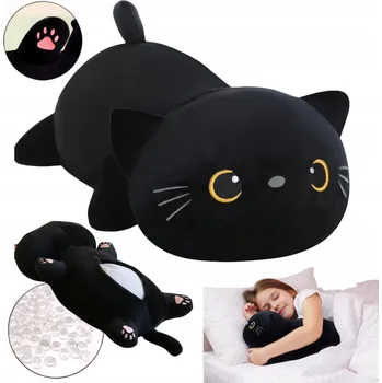 plyšák Plyšák Zátěžový Velký XXL Hračka ADHD Autismus Kočka Kotě Děti Plyšová Hračka 60 cm Černá