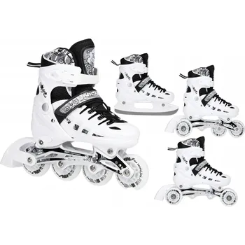 Kolečkové brusle Svítící Kolečkové Brusle LED 4v1 Brusle Na Led Kolečkové Brusle NILS EXTREME ABEC 7 Nastavitelné bílé