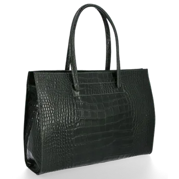 Kabelka Kožené kabelka aktovka Vittoria Gotti lahvově zelená V2026