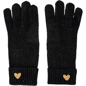 Rukavice Černé rukavice Pieces s ozdobným srdíčkem Pieces černá 3489246