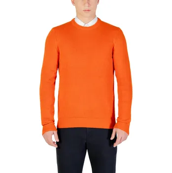 Pánský svetr Oranžový pánský svetr s kulatým výstřihem Yos černá | oranžová 3488862