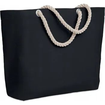 Plážová taška Velká bavlněná plážová taška černá vintage