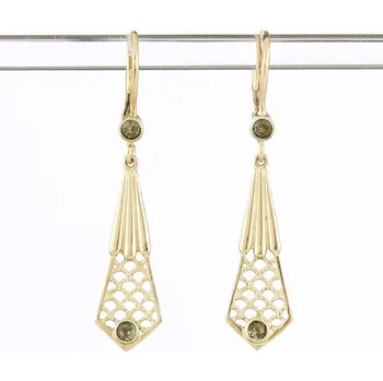 Náušnice My Moldavite Zlaté náušnice s vltavíny 091