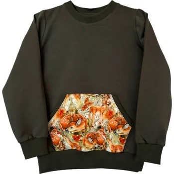 Chlapecké oblečení ZÁHOŘÍ Rudel ZÁHOŘÍ Dětská mikina s kapsou - zelená se srnečkami Velikost: 146/152