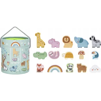 Dřevěná hračka Tajemná krabička dotkni se a přiřaď, skládej věže Montessori Woopie Green