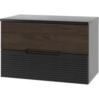 Koupelnový nábytek AVELLA-01 - Skříňka pod Umyvadlo s Deskami 2Z 80cm Černá Matná Ořechová Sada-1