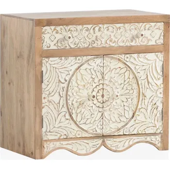 Koupelnový nábytek Masivní umyvadlová skříňka Delhi z mangového dřeva, lakovaná, hnědá – 80 cm