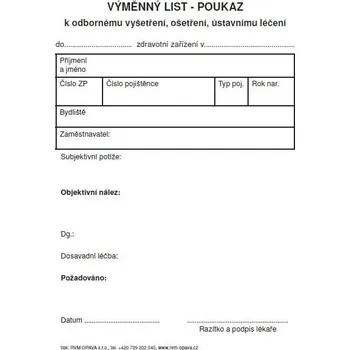 Výměnný list - poukaz A6, blok