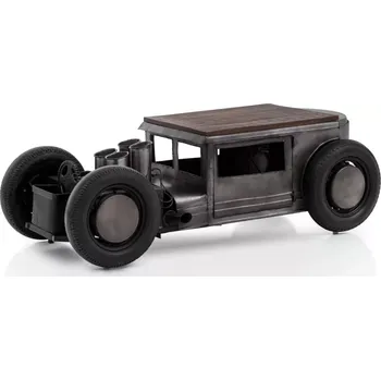 Konferenční stolek Masivní konferenční stolek Car z mangového dřeva a kovu, lakovaný, černý – 160×65×50 cm