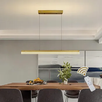 Moderní LED závěsné svítidlo zlaté s dálkovým ovládáním, regulace barvy a jasu