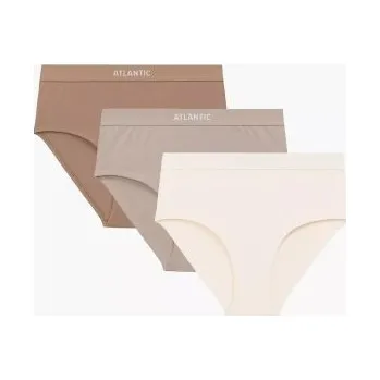 Kalhotky 3 PACK kalhotky Atlantic 3CLP-009B - vyšší pas Béžová-ecru 2XL