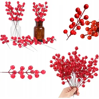 umělá květina Umělé Větvička s červenými jeřábovými jeřabina 12 Ks