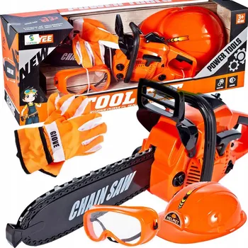 Dětská dílna Dětská motorová pila řetězová + Helma + Brýle + Rukavice - Stator