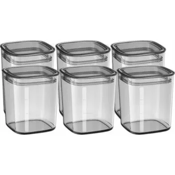 Dóza na potraviny Sada 6 Kuchyňských Dóz na Sypké Koření s Víčkem 0,65l 0,9l