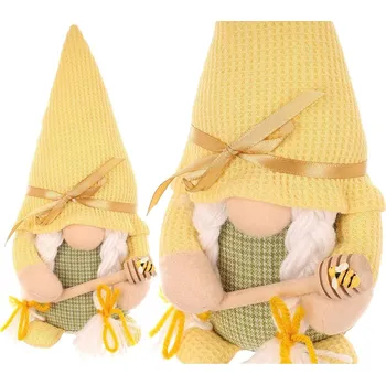 SKŘÍTEK GNÓM 20CM ŽLUTÝ SE LŽIČKOU NA MED JARNÍ DEKORACE