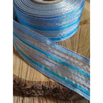 Stuha Plátnová stuha s drátem šíře 37 mm 5 metrů barva tyrkys