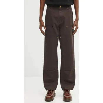 Pánské kalhoty Bavlněné kalhoty Carhartt WIP Double Knee Pant pánské, hnědá barva, I031501.4702, 33, 98X