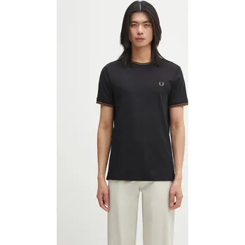 Pánské tričko Bavlněné tričko Fred Perry, XL, černá, 99A