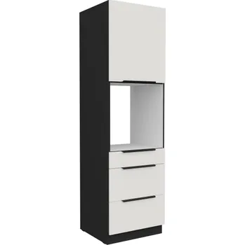 Kuchyňská skříňka 60 DPS-210 1F 3S, Vysoká kuchyňská skříňka pro vestavnou troubu Aria bílá​/černá