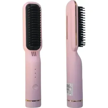 Kulma VERK Elektrický bezdrátový hřeben na rovnání vlasů 2v1 - růžový