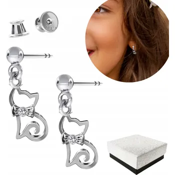 Náušnice Náušnice s kočkou pro dívky Náušnice pro děti Kočka Kotě Stříbro 925