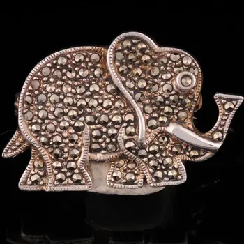 Brož Stříbrná brož slon osazená markazitem Ag 7,7 g